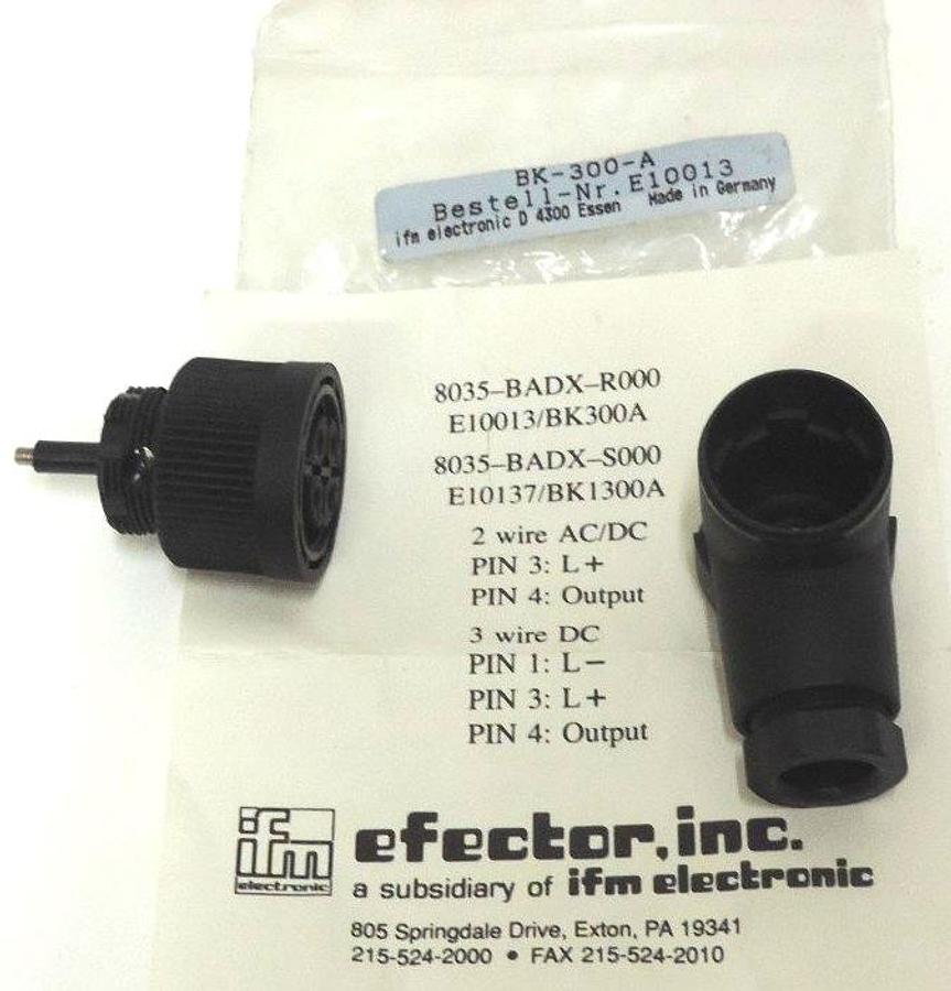 Used NEW IFM EFECTOR BK-300-A CONNECTOR 90DEGREE 4PIN FEMALE BK300A