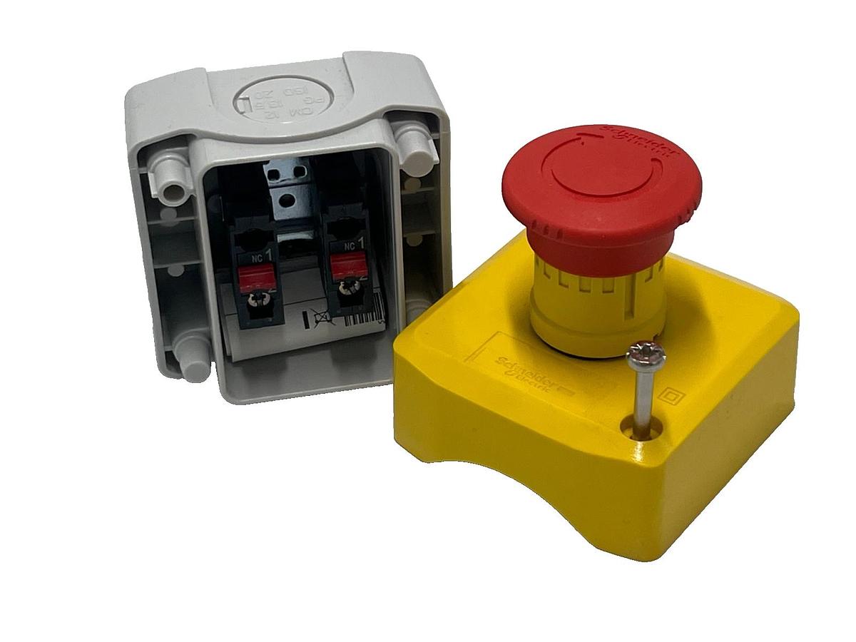 Used SCHNEIDER XALK178FH7 EMERGENCY STOP SWITCH YELLOW COMPLETE CONTROL BOX