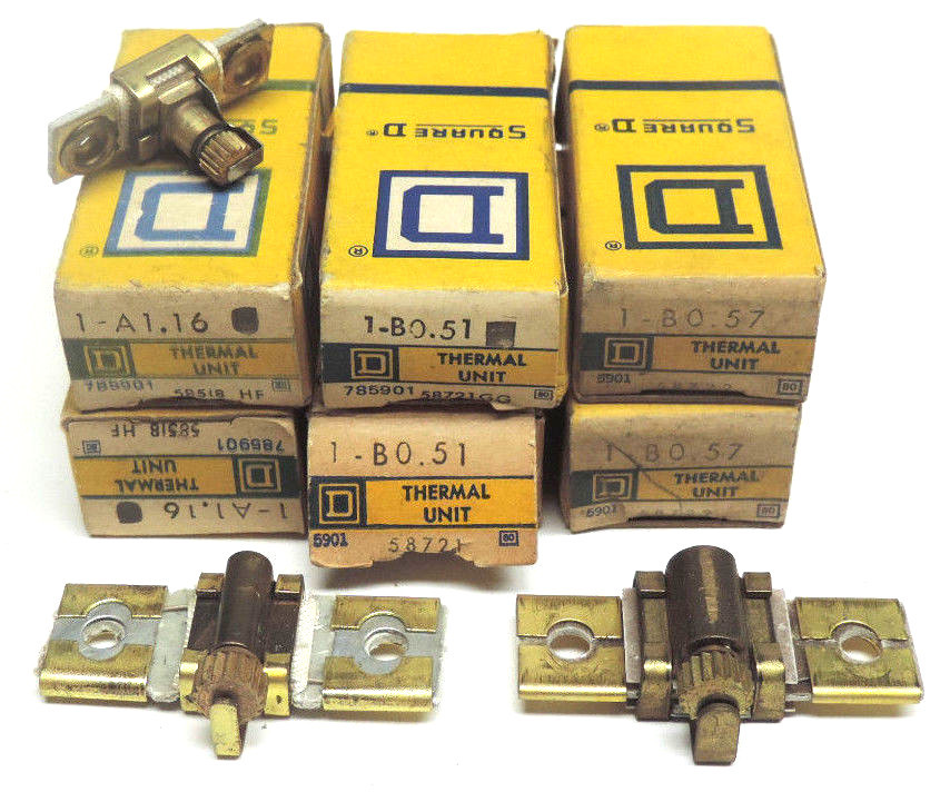 Used LOT OF 6 NIB SQUARE D HEATER ELEMENTS (2) 1-B0.57 (2) 1-B0.51 (2) 1-A1.16