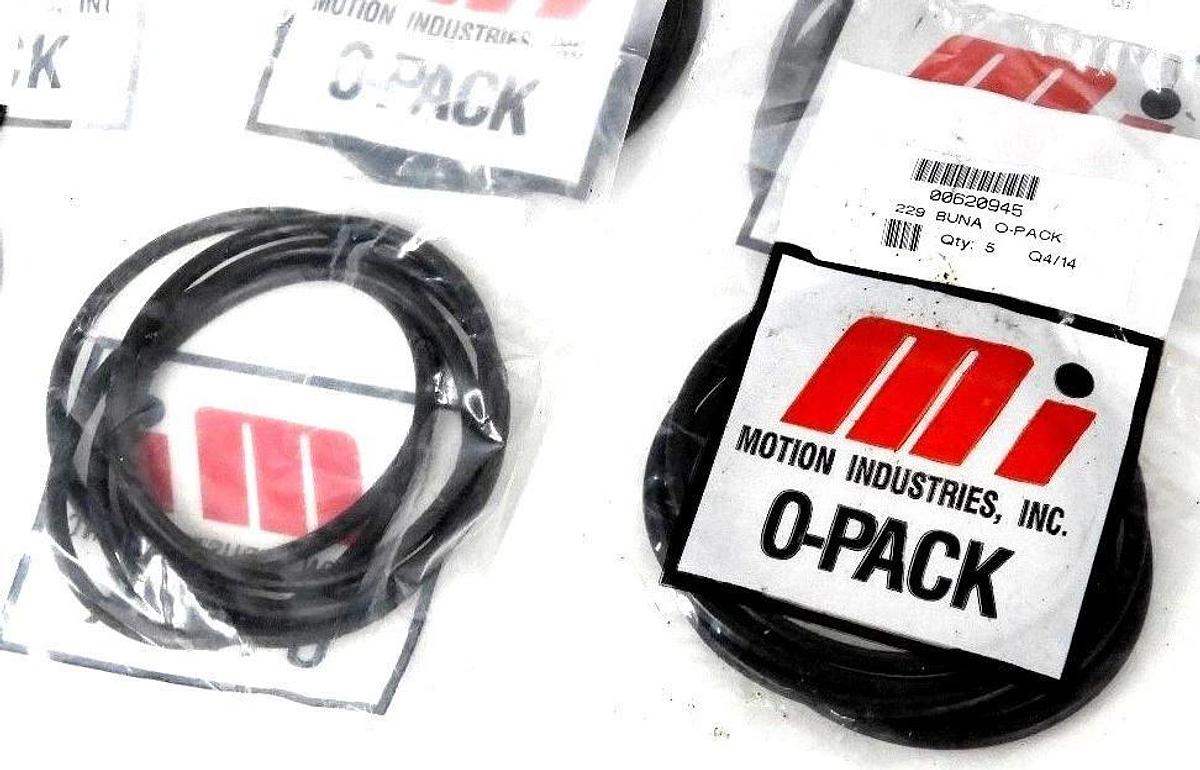 Used LOT OF 15 NEW MOTION INDUSTRIES INC. 229 BUNA O-PACKS QTY. 5