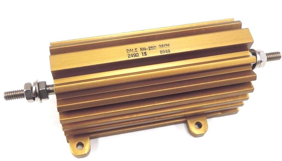 Used NEW DALE NH-250 POWER RESISTOR 250W, 249 OHM, 1%, 8948 FINNED ALUMINUM HOUSING