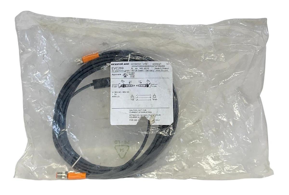Used 4 IFM VDOGF030MSS0005H03STGF030MS / EVC269 ECOMOT 400 CONNECTION CABLES 5M NSFS