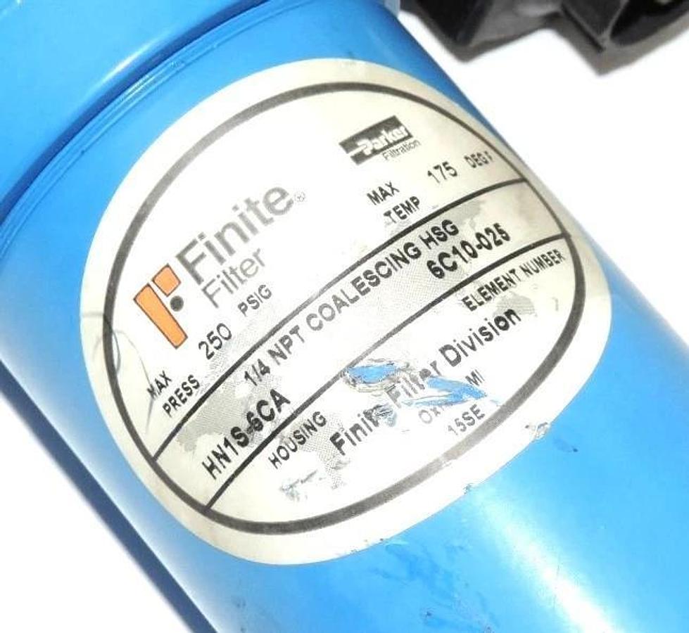 Used FINITE HN1S-6CA 1/4" NPT COALESCING HOUSING WITH NORGREN R73G-2AK-RM REGULATOR