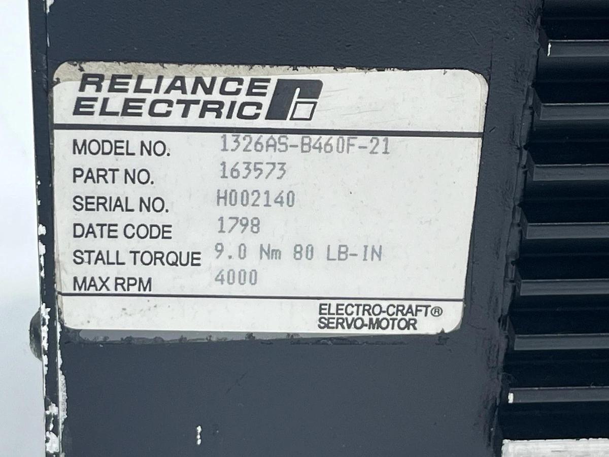Used Reliance Electric 1326AS-B460F-21 Servo Motor 460V 2.8kW 4300RPM - Tested/Used