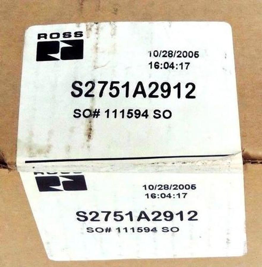Used NIB ROSS S2751A2912 VALVE A2903 W/ SAE-4 PILOT SAE-6 PORTS