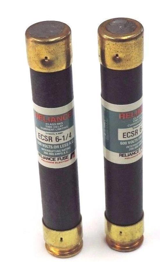 LOT OF 2 NEW RELIANCE ELECTRIC ECSR-6-1/4, 600V FUSES ECSR614