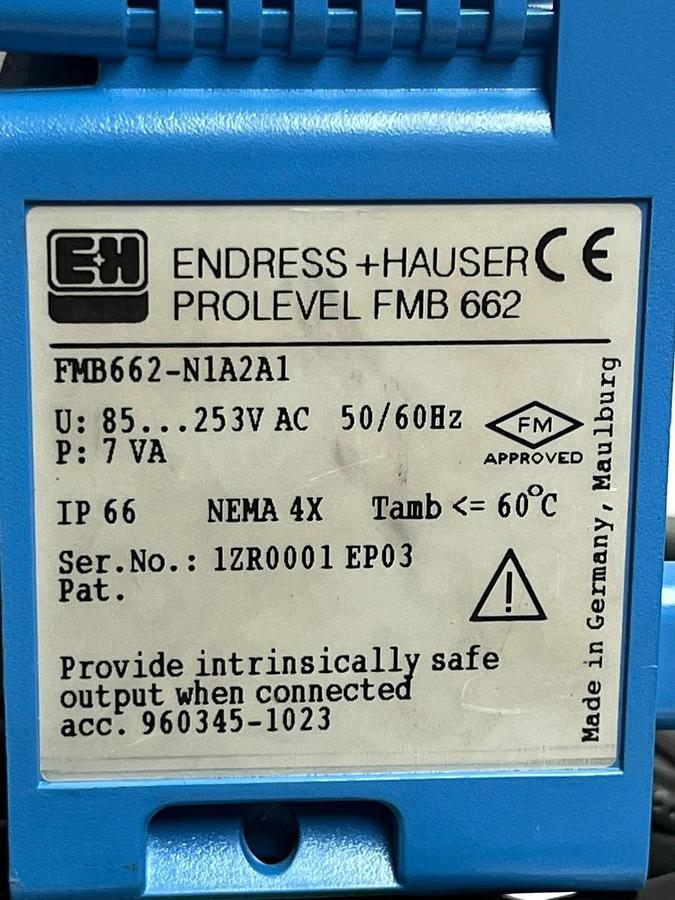 Used Endress+Hauser FMB662-N1A2A1 Prolevel FMB 662 Transmitter Controller