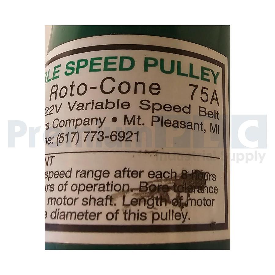 Used TB WOODS ROTO-CONE 75A / RC75AX5/8 GERBING VARIABLE SPEED PULLEY 5/8" BORE KEYED