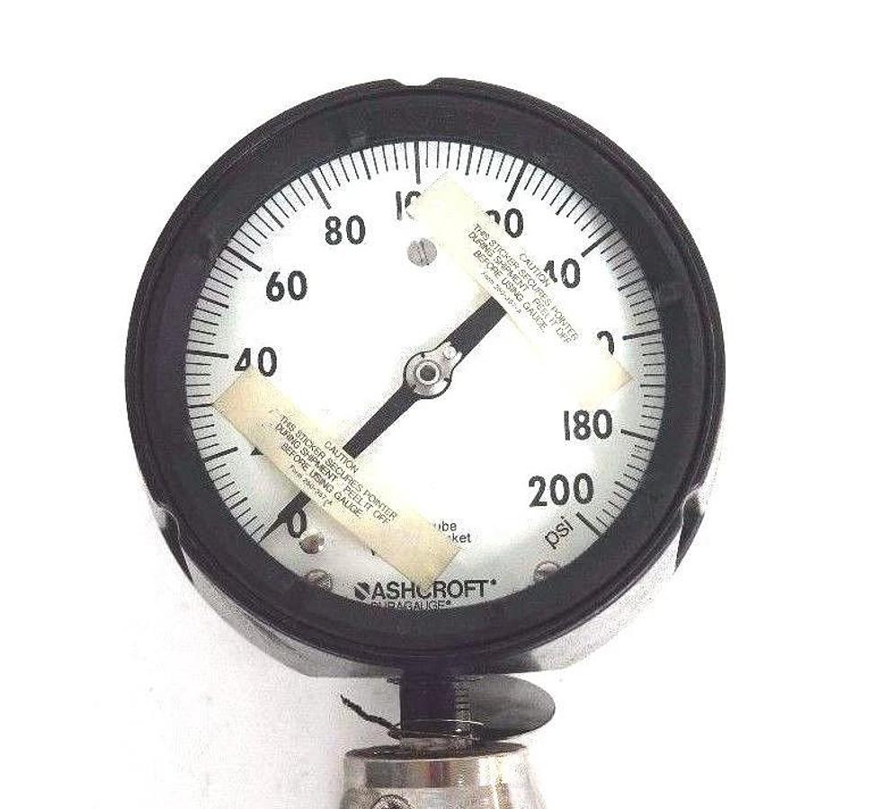 NIB ASHCROFT DURAGAUGE 0-200PSI TYPE: 101 DIAPH:S BK SIZE3/4" W/ A.I.S.I C12L13
