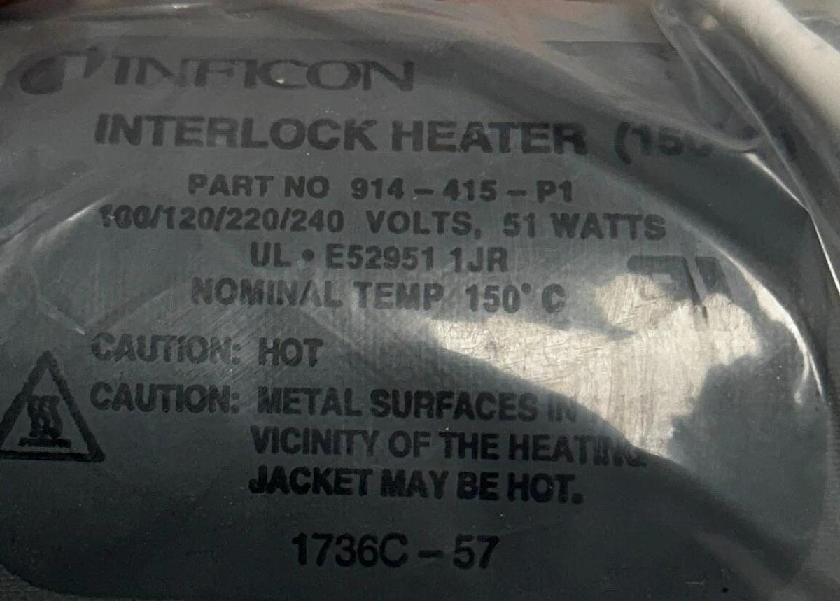 Used INFICON 914-415-P1 / 914415P1 INTERLOCK HEATER / HEATING JACKET 100-240V NSFS