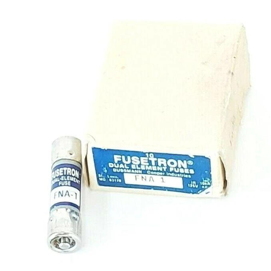 BOX OF 9 NEW COOPER BUSSMANN FUSETRON FNA-1 DUAL-ELEMENT FUSES FNA1