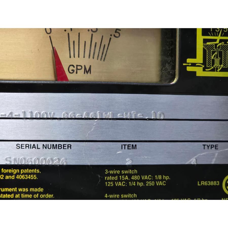 Used UFM SN-DSE.5GM-4-1100V.86-A61WL-HT-.1D FLOWMETER 100176 TYPE 4 0.1-0.5 GPM NSNP