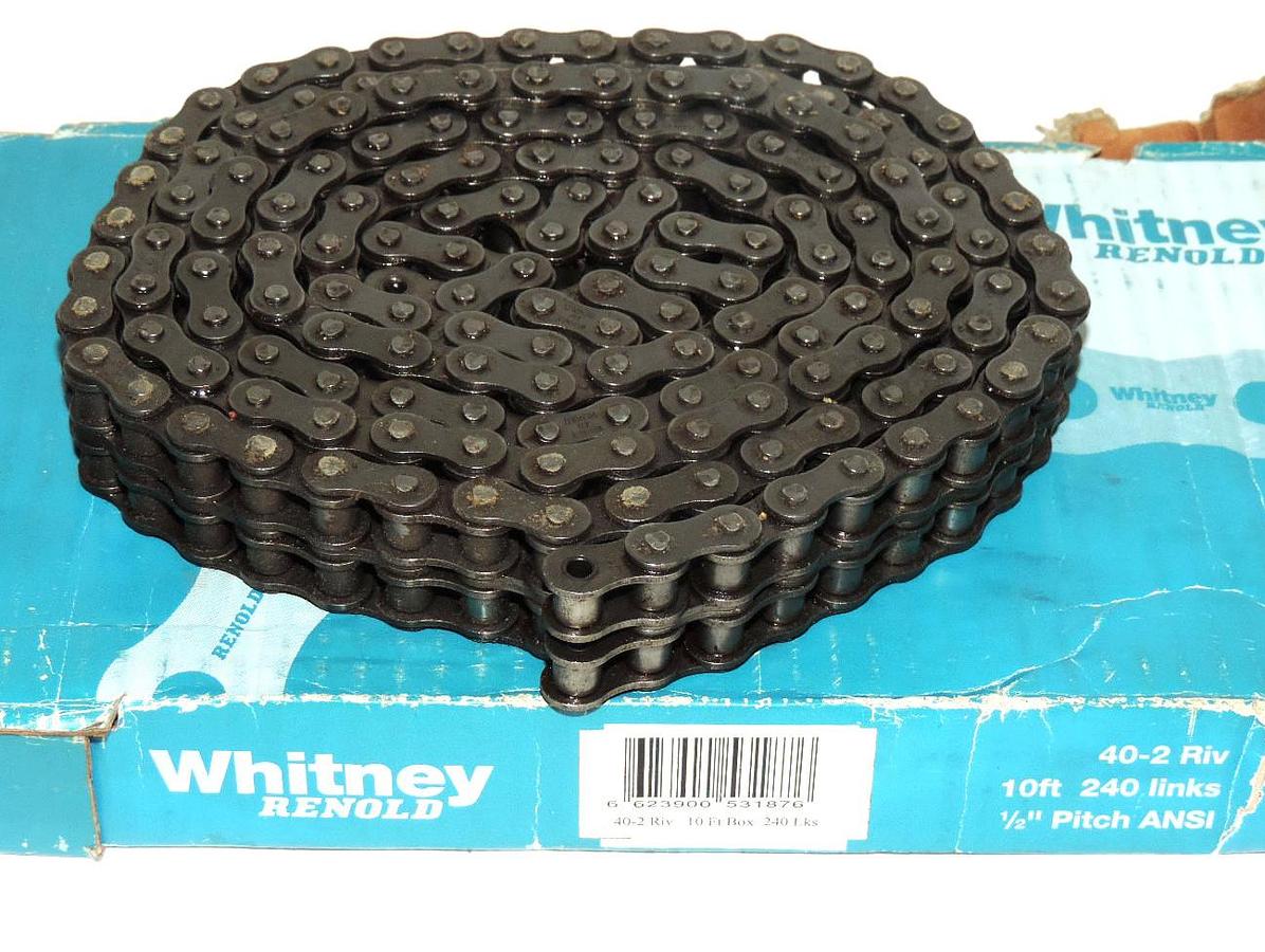NEW WHITNEY RENOLD 40-2 RIV 1/2" PITCH, 6.5 FEET DOUBLE STRAND CHAIN EXTENSION