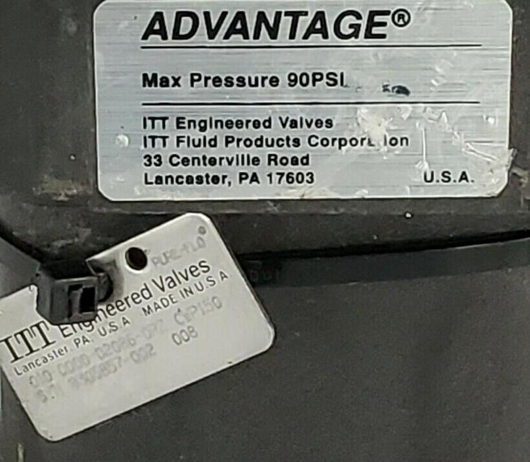 Used ITT ADVANTAGE 010-0000-02086-0RZ CWP150 ACTUATOR VALVE 90PSI