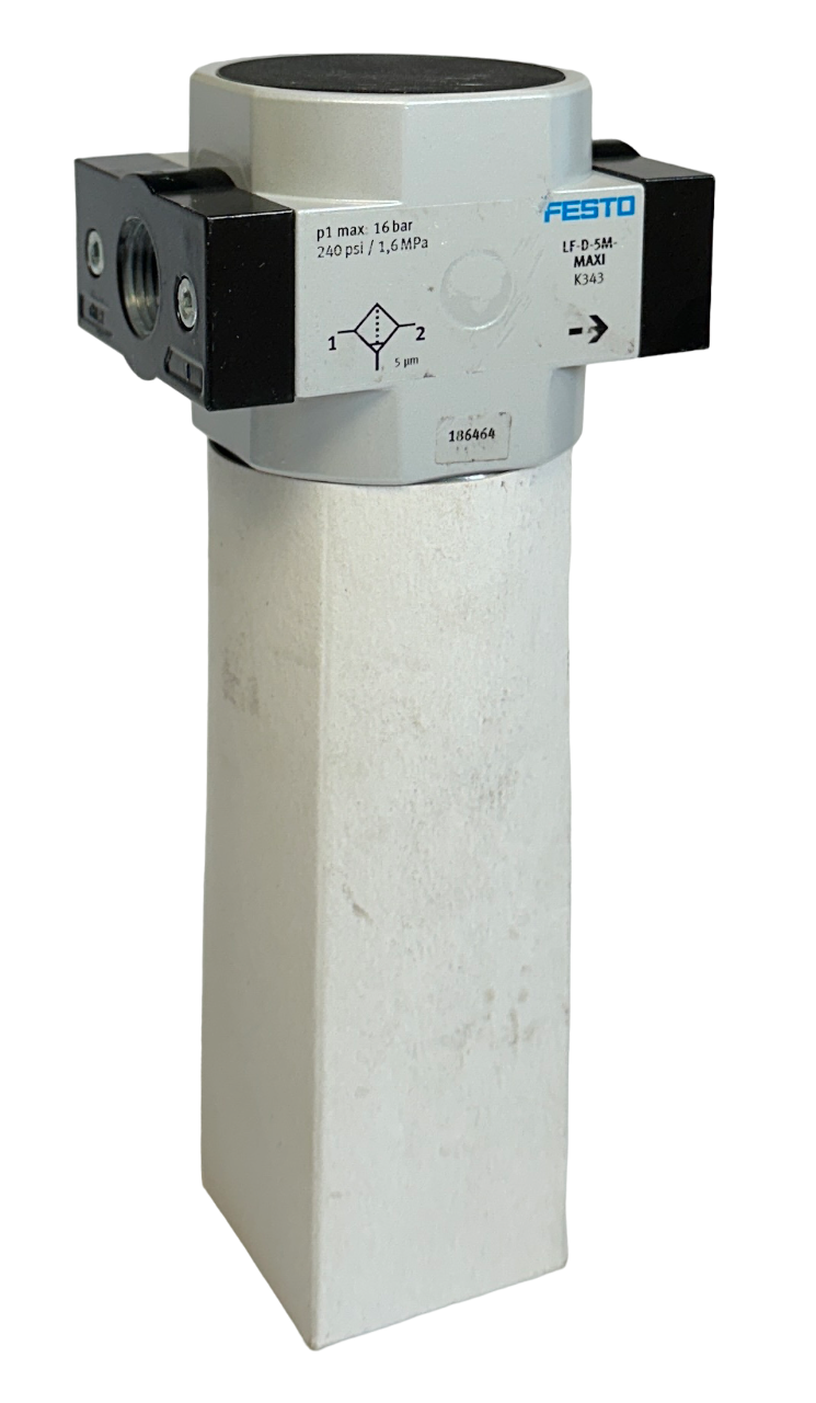 Used FESTO LF-D-5M-MAXI / 186464 COMPRESSED AIR FILTER W/ SEPARATOR 240PSI NSNP