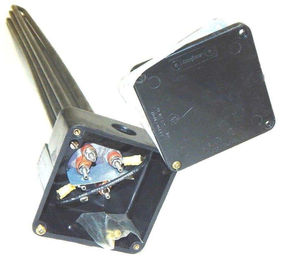 Used NEW VULCAN R90 IMMERSION HEATER ELEMENT, 3 PHASE, 6 Kw, 480 V, WITH SCEPTER BOX