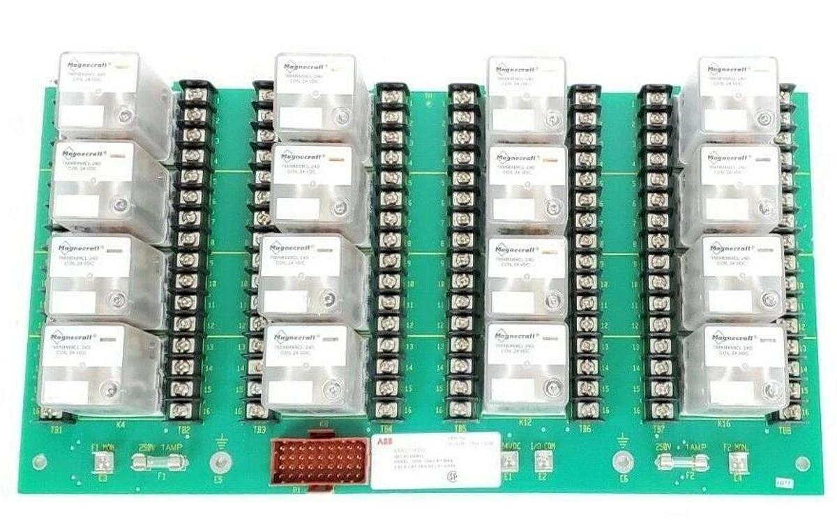 Used ABB 6642016D2 RELAY PANEL 300V, 10A/CKT MAX W/ 788XBX69CL-24D, COIL 24VDC