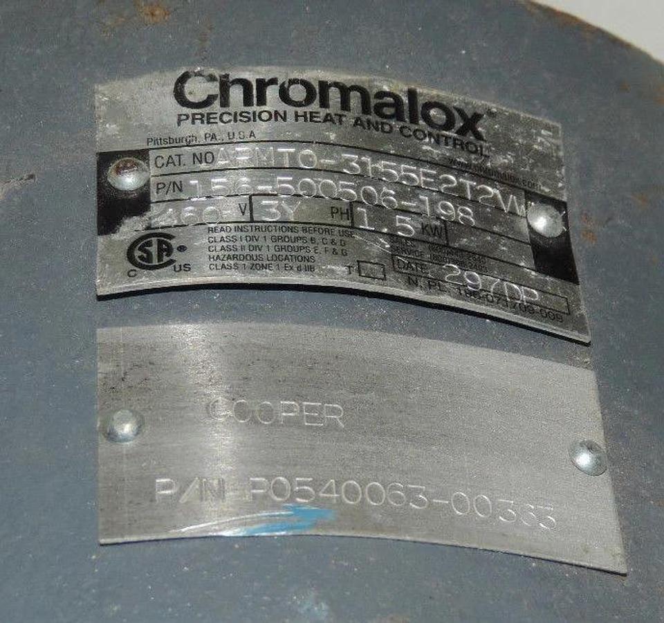 Used CHROMALOX ARMTO-3155E2T2VWXX IMMERSION HEATER, 160V, 3YPH, 1.5KW