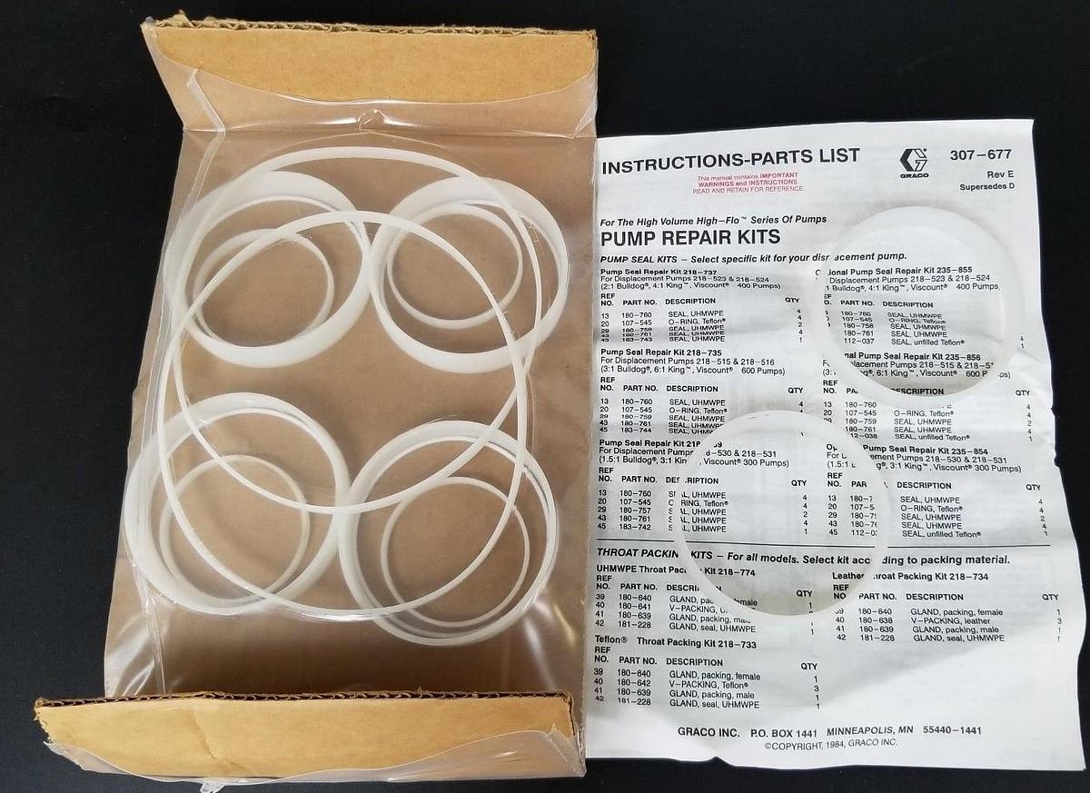 Used NEW GRACO 218-739 SERIES 194B PUMP SEAL REPAIR KIT 218739 *INCOMPLETE*