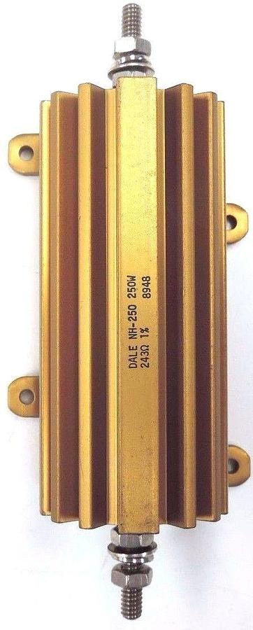 Used NEW DALE NH-250 POWER RESISTOR 250W, 243 OHM, 1%, 8948 FINNED ALUMINUM HOUSING