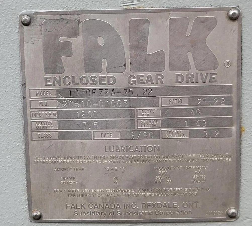 Used NEW FALK 1050FZ2A-25.22 / 1050FZ2A2522 ENCLOSED GEAR DRIVE 25:1 7.5HP 1200RPM