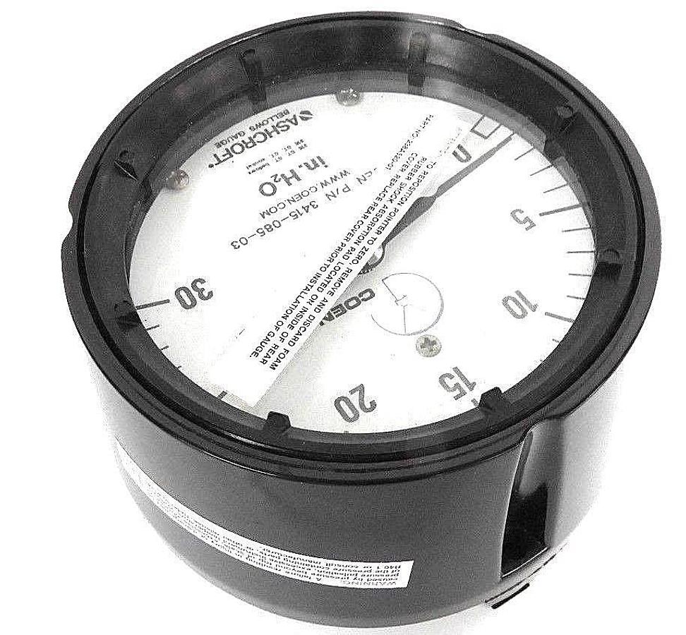 NIB COEN ASHCROFT 3415-085-03 BELLOWS GAUGE 451188AS-02L #395-12, 0-30 IN. H2O