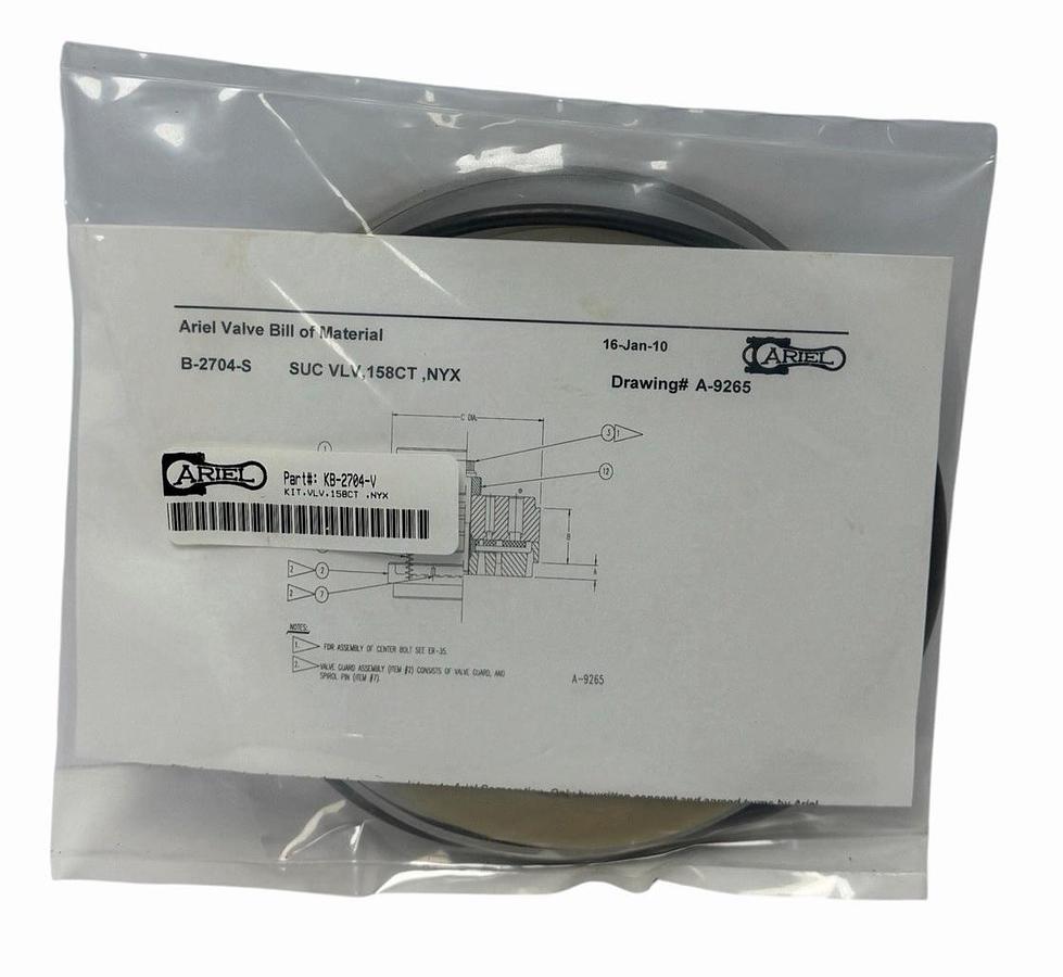 ARIEL CORPORATION KB-2704-V KIT, VLV, 158CT, NYX SUCTION VALVE KIT KB2704V NSFS