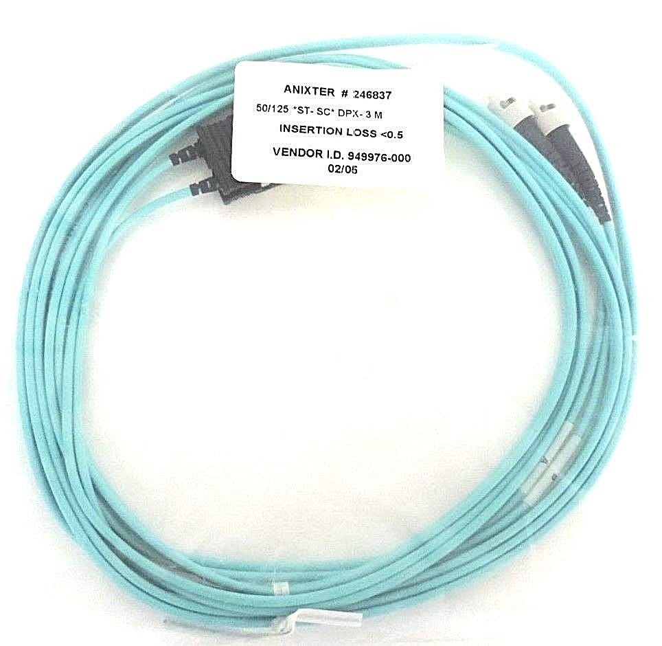 NIB ANIXTER 246837 FIBER OPTIC 50/125 ST-SC DPX-3M INSERTION LOSS 0.5, 949976-0