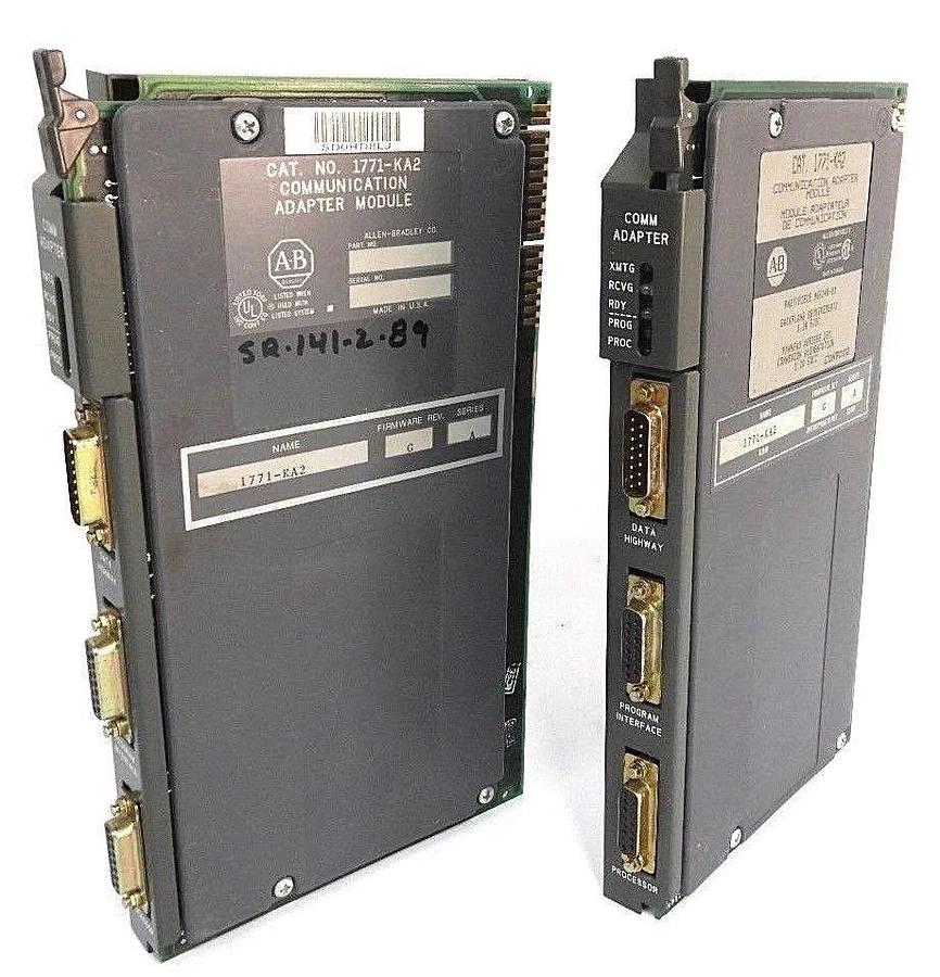 Used LOT OF 2 ALLEN BRADLEY 1771-KA2 COMMUNICATION ADAPTER MODULES SERIES A REV. G