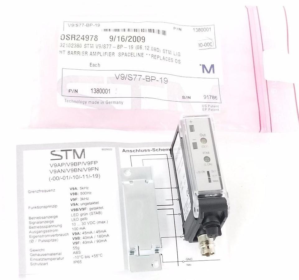 Used NEW STM V9/S77-BP-19 AMPLIFIER SENSOR V9S77BP19, P/N: 1380001