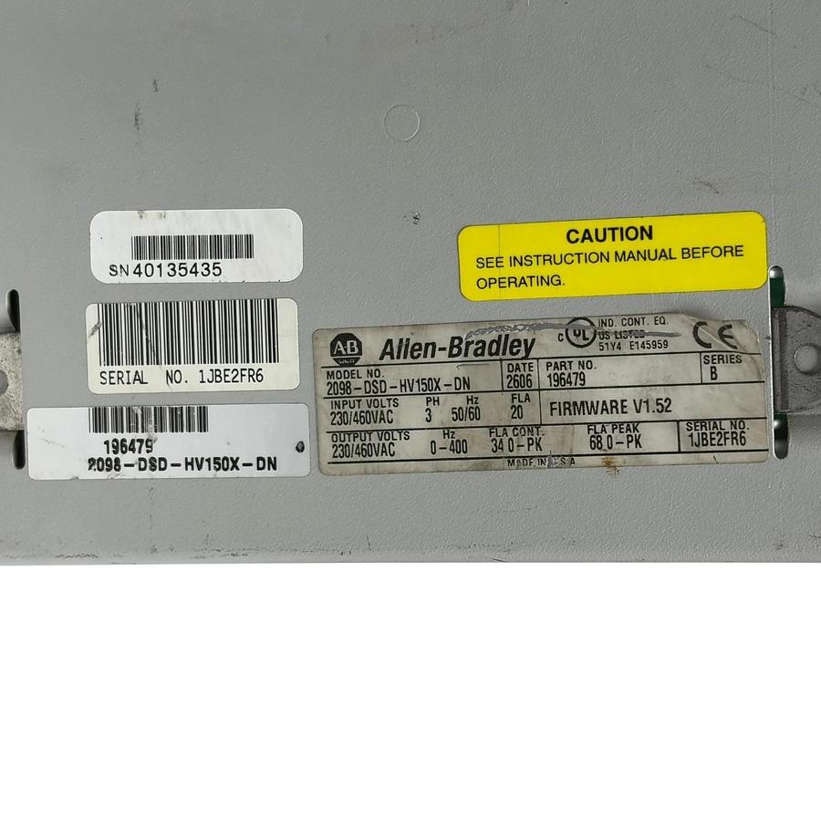 Used Allen-Bradley 2098-DSD-HV150X-DN Ultra3000i Digital Servo Drive 15kW DeviceNet