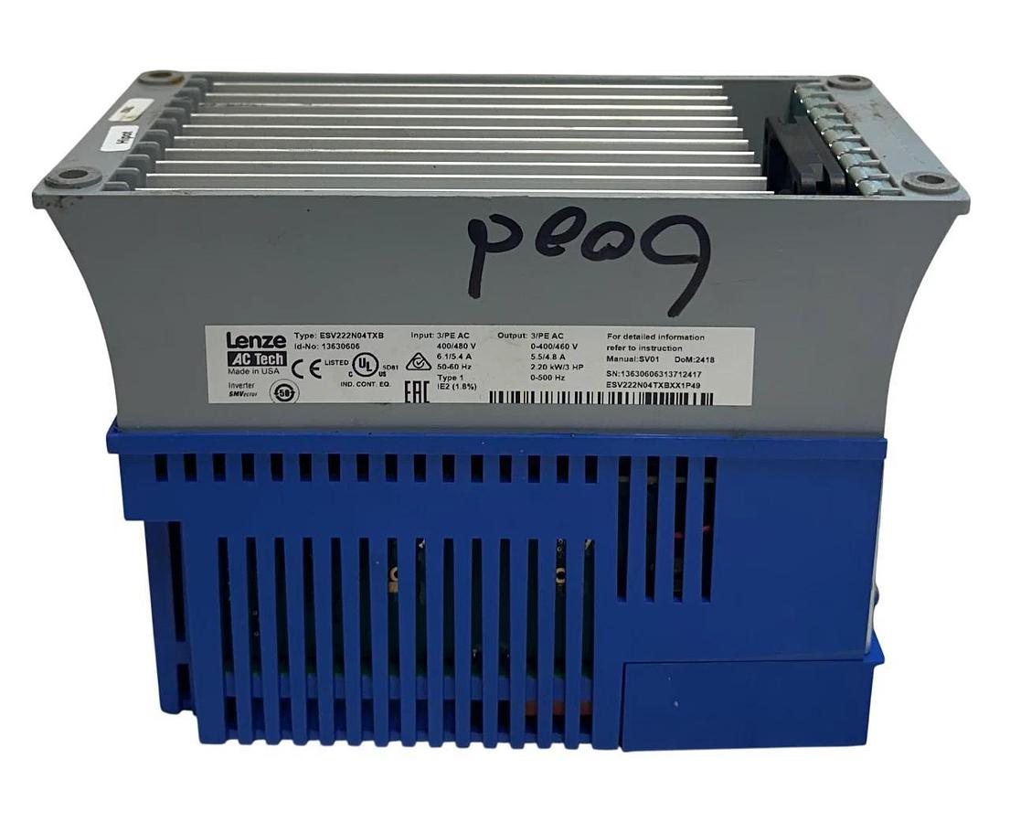 Used LENZE AC TECH ESV222N04TXB / 13630606 SMVector INVERTER DRIVE 2.2kW/3HP USNP