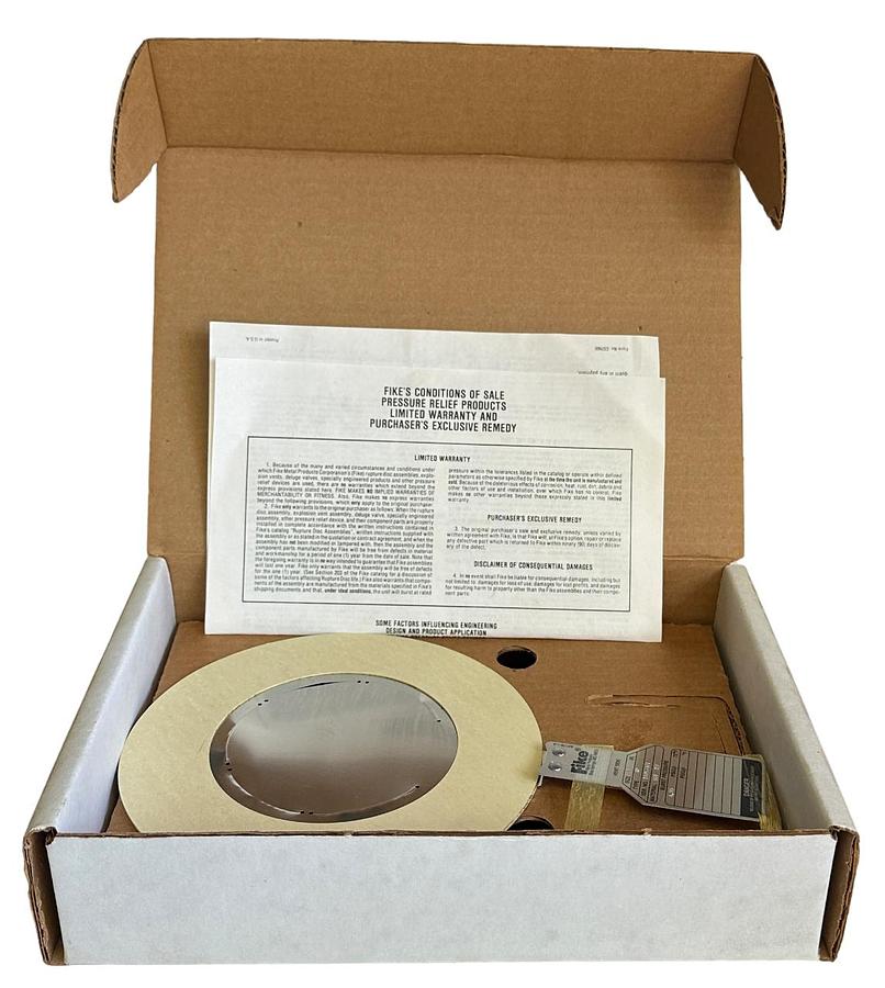 Used NEW FIKE SIZE 4'' TYPE AD SST TEF RUPTURE DISC 4.55PSIG NOS
