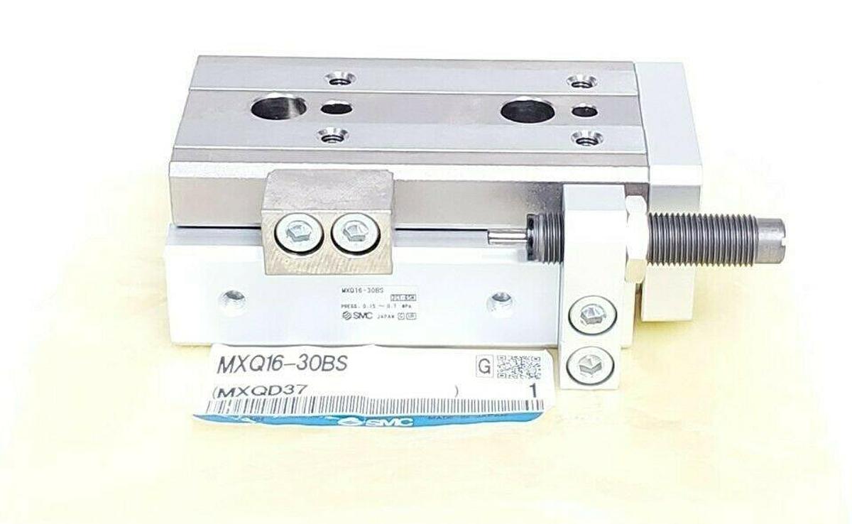 NEW SMC MXQ16-30BS AIR SLIDE TABLE CYLINDER MXQD37 W/ SHOCK ABSORBER MXQ1630BS