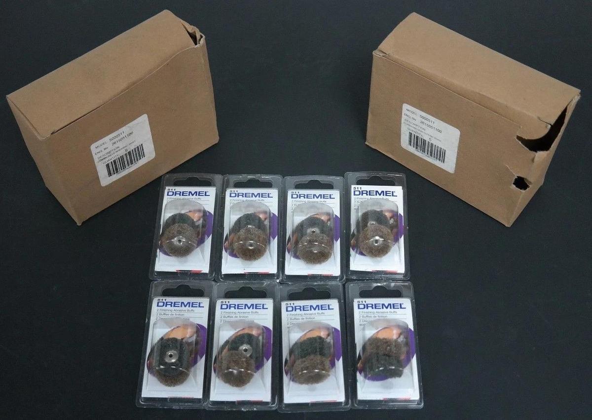 Used LOT OF 8 NEW DREMEL 511 FINISHING ABRASIVE BUFF WHEEL KITS 180&280 GRIT 5000511