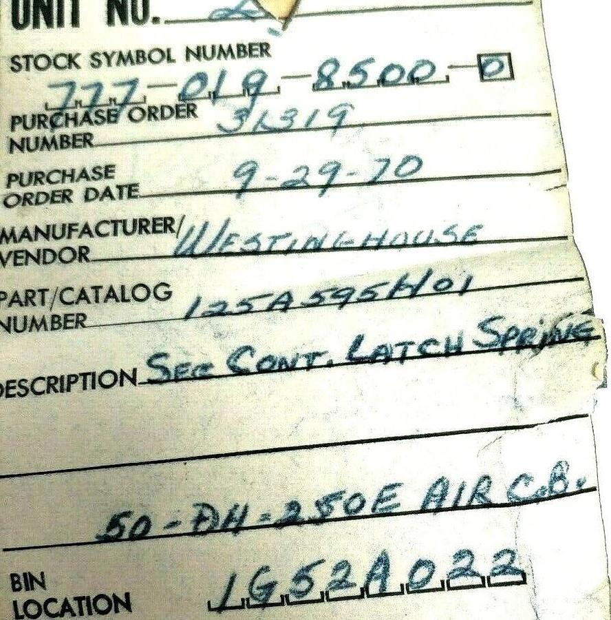 LOT OF 12 NEW WESTINGHOUSE 125A595H01 SECONDARY CONTACT SLIDE LATCH SPRINGS