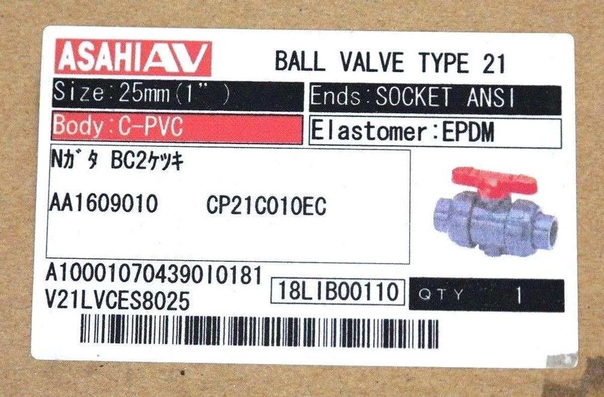 Used LOT OF 9 NIB ASAHI 1609010 BALL VALVE 1" C-PVC EPDM TYPE 21 1609-010