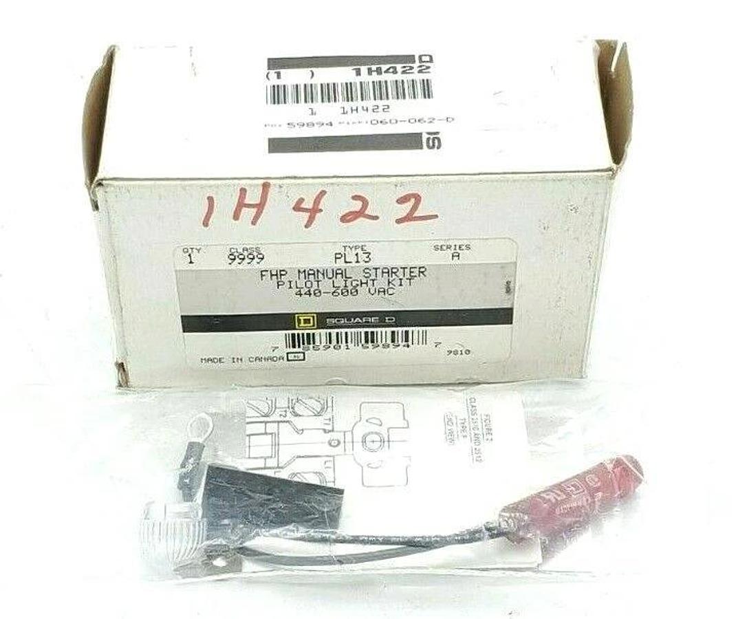 Used NIB SQUARE D 9999PL13 SER. A FHP MANUAL STARTER PILOT LIGHT KIT 9999-PL13, 440-6