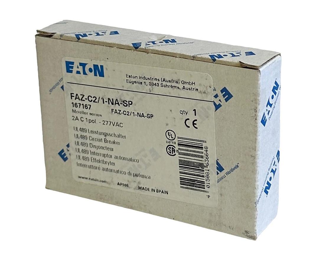 NEW EATON FAZ-C2/1-NA-SP / 167167 MOELLER SERIES 2A CIRCUIT BREAKER 1POL 277VAC