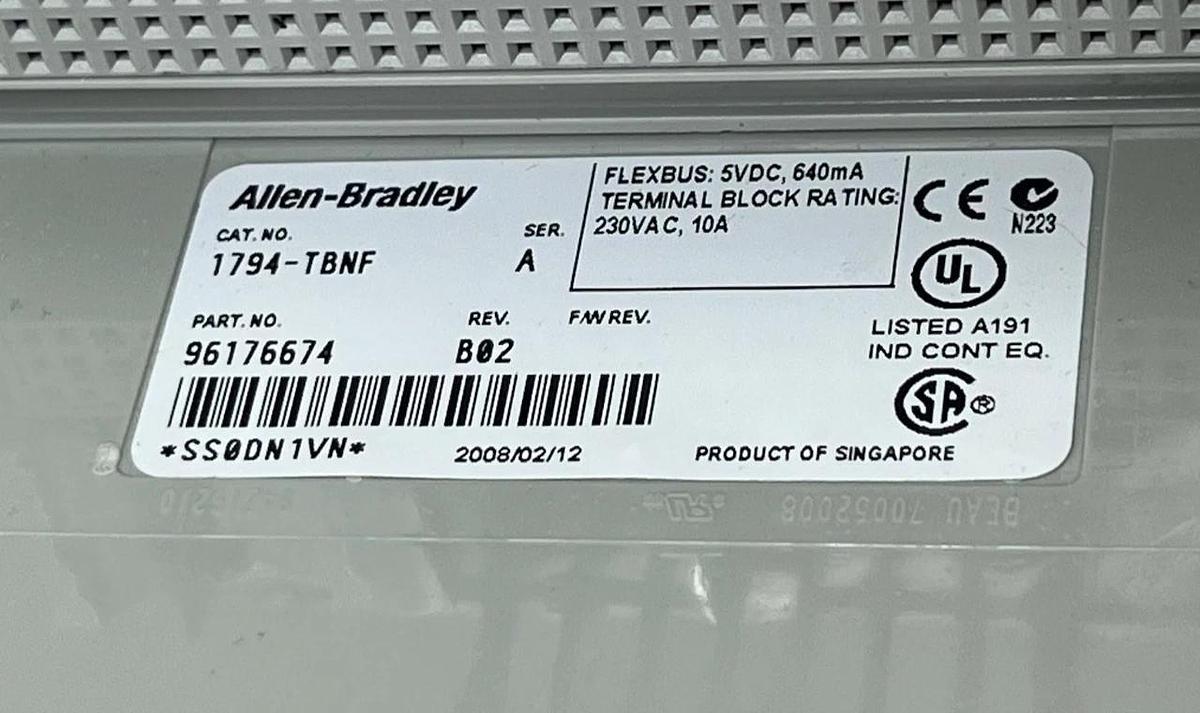 Lot of 2 Allen-Bradley 1794-TBNF Series A FLEX I/O Fused Terminal Base Units