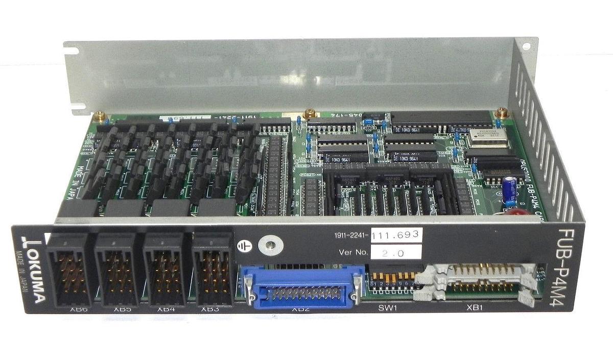 Used OKUMA E4809-045-174 PC BOARD W/MULTIPLE COMPONENTS FUB-P4M4, 1911-2241-111.693