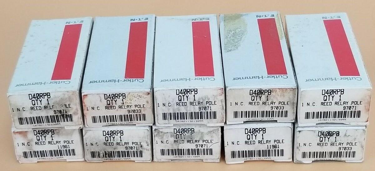 Used LOT OF 10 NIB EATON CUTLER HAMMER D40RPB REED RELAYS 1 N.C.