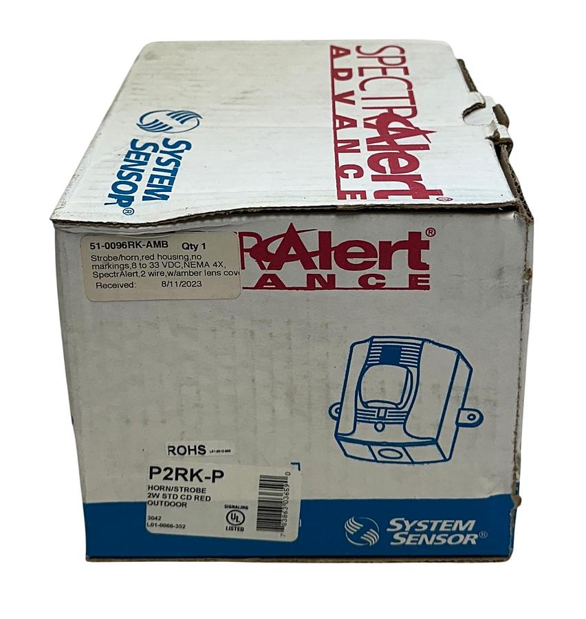 Used SYSTEM SENSOR P2RK-P / 51-0096RK-AMB SPECTRAlert HORN/STROBE 8-33V AMBER NSMP