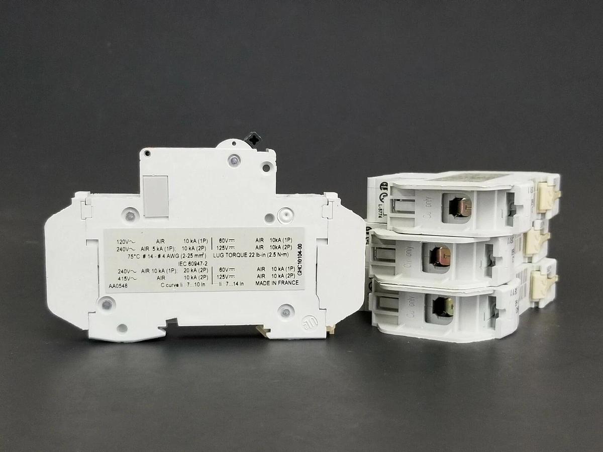 Used LOT OF 4 MERLIN GERIN CAT. NO. 60107 MULTI9 C60 CIRCUIT BREAKERS C6A 240V/60V