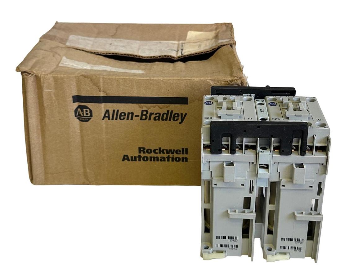 Used NEW ALLEN BRADLEY 104-C23ZP22 /C REVERSING CONTACTOR 3-POLE 115Vdc 104C23ZP22