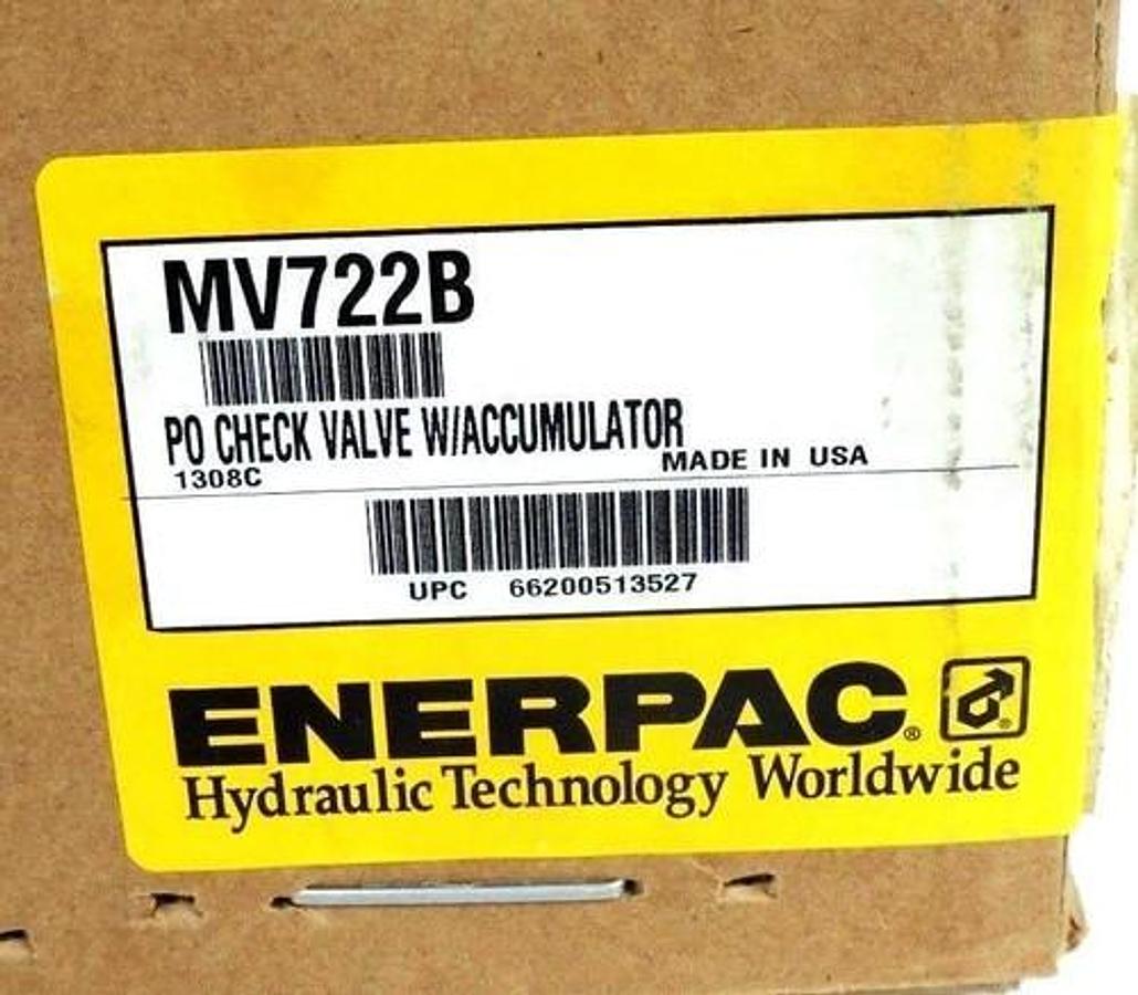 Used NIB ENERPAC MV722B PO CHECK VALVE W/ ACL22A ACCUMULATOR