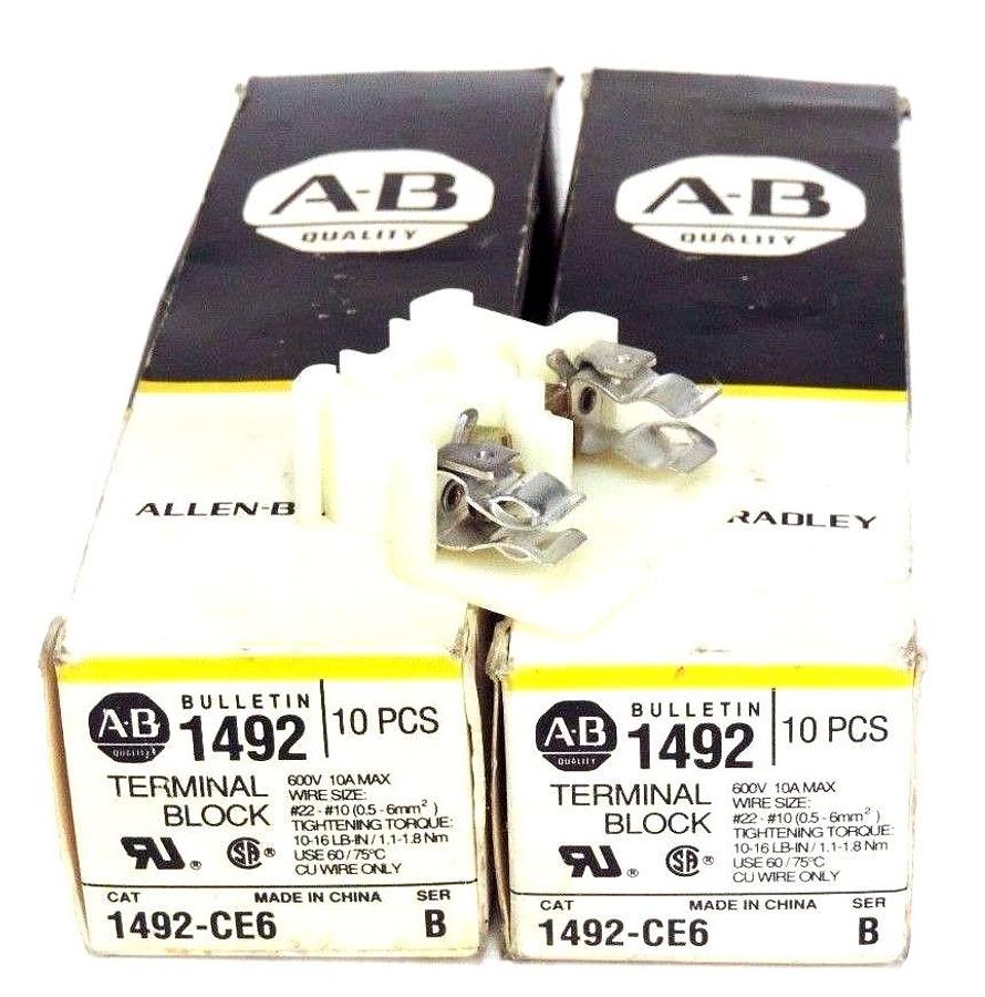 Used LOT OF 20 NEW ALLEN BRADLEY 1492-CE6 TERMINAL FUSE BLOCKS SER B 1492CE6