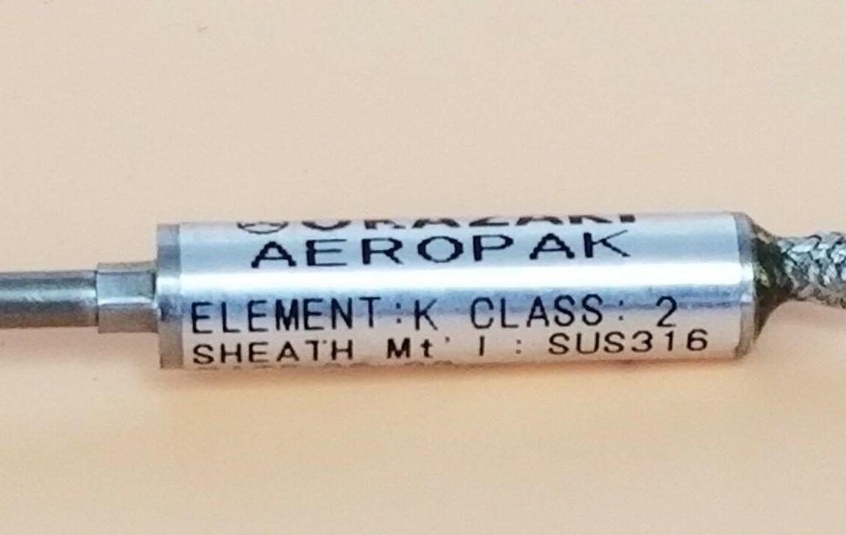 Used OKAZAKI AEROPAK KPN615820 THERMOCOUPLE ELEMENT SUS316, ELEMENT K, CLASS 2