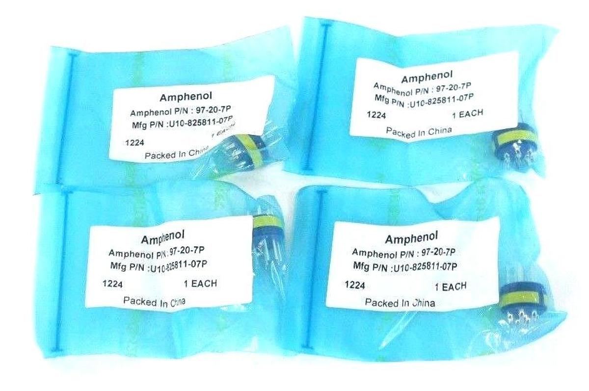 Used LOT OF 4 NEW AMPHENOL 97-20-7P CONNECTORS 8 PIN U10-825811-07P