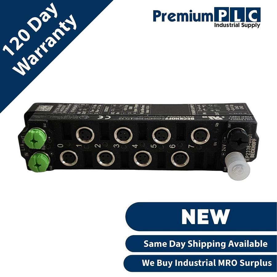 Used BECKHOFF EP2338-0001 EtherCAT BOX 8-CHANNEL DIGITAL I/O MODULE 24VDC NEW